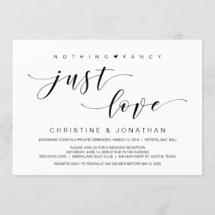 Invitation Belle Élégance, Noir, Mariage en Elopement