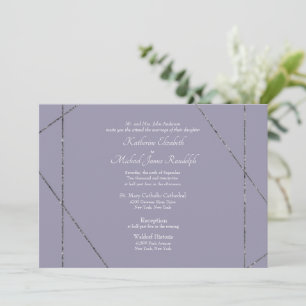 Invitation Belle Élégante Lavande Photo Mariage II