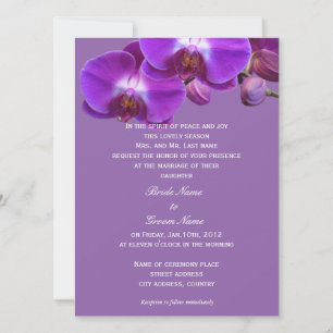 Invitation Belle, élégante, violette fleurs d'orchidées maria