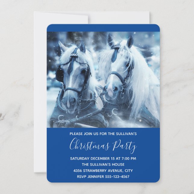 Invitation Belle équipe Cheval hiver Photo Noël (Devant)