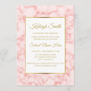Invitation Belle et élégante fête de coffre en marbre rose et