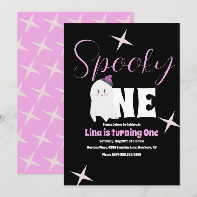 Invitation Belle Fantôme Halloween Anniversaire Éffrayant Un (Devant / Derrière)
