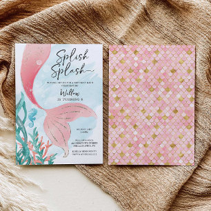 Invitation Belle Fête d'Anniversaire de Fille Sirène