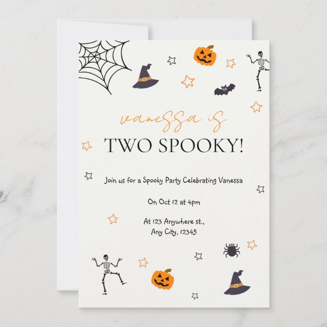 Invitation Belle fête d'anniversaire d'Halloween Deux invitat (Devant)