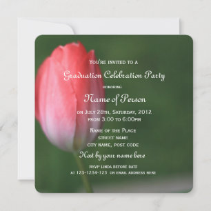 Invitation belle fête de graduation de fleur de tulipe rose