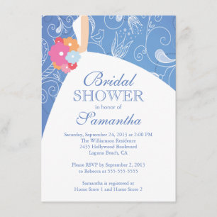Invitation Belle Fête de l'mariée de mariée moderne bleue
