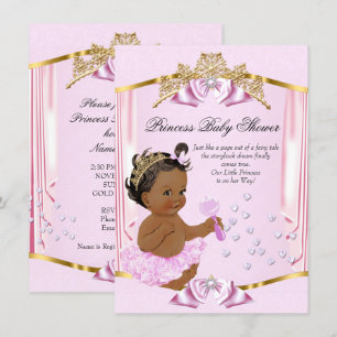 Invitation Belle Fête de Naissance de Princesse Rose Or Ethni