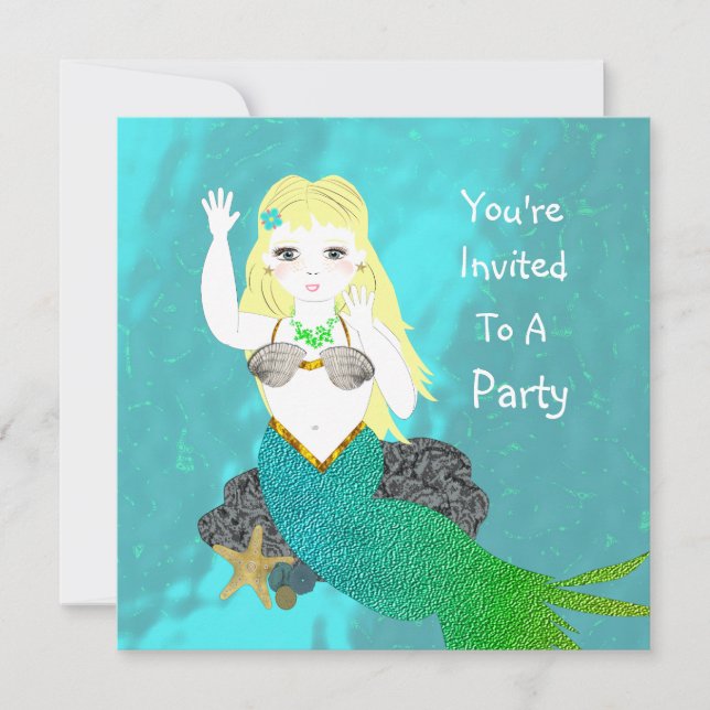 Invitation Belle Fête de sirène de natation (Devant)