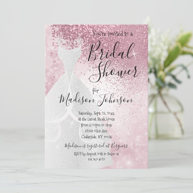 Invitation Belle Fête des mariées de Bokeh Rose - (Debout devant)