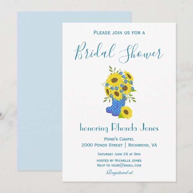 Invitation Belle Fête des mariées de tournesol (Devant / Derrière)