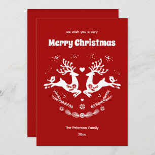 Invitation Belle Fête Scandi Rouge Blanc Noël Cerf