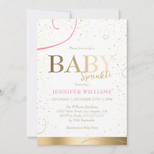 Invitation Belle fille en or Bébé Sprinkel Douche