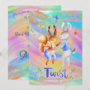 Invitation Belle Fille Forêt Animaux Danse Salle De Bal