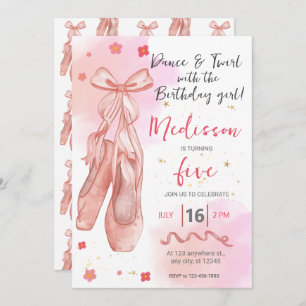 Invitation Belle fille rose fête d'anniversaire