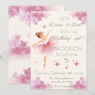 Invitation Belle fille rose fête d'anniversaire