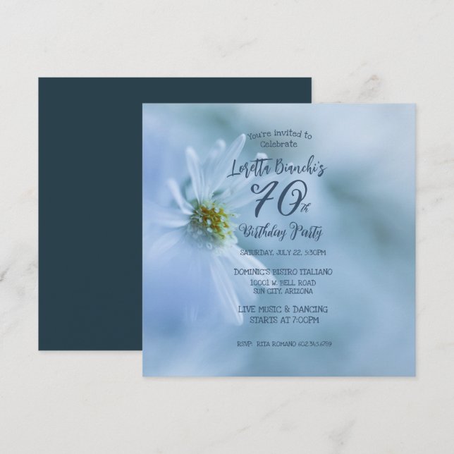 Invitation Belle Fleur Blanche 70e anniversaire Invitat (Devant / Derrière)