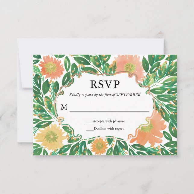 Invitation Belle Fleurs Aquarelle Peinture RSVP Card (Devant)