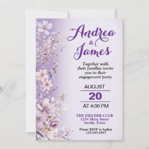 Invitation Belle Fleurs violettes Partie d'engagement