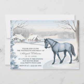 Invitation Belle forêt d'hiver Snowy White Horse Anniversaire