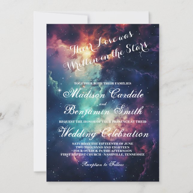 Invitation Belle Galaxy Celestial Sous les étoiles Mariage (Devant)