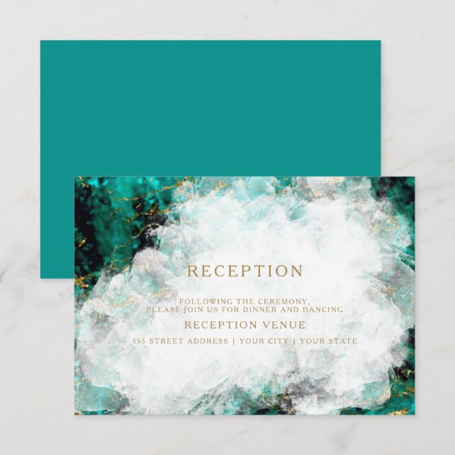 Invitation Belle géode de turquoise et de cristal (Devant / Derrière)