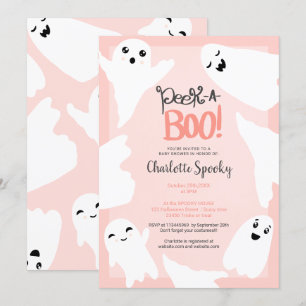 Invitation Belle Halloween fantômes baby shower rose