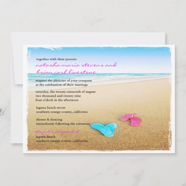Invitation Belle journée de plage Flip Flops Chic Wedding Inv (Devant)