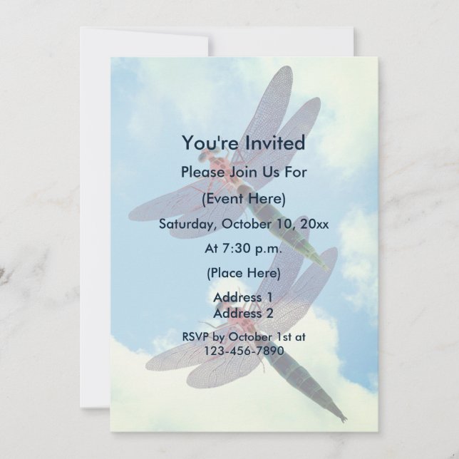 Invitation Belle libellule Blue Sky Nature Party (Devant)