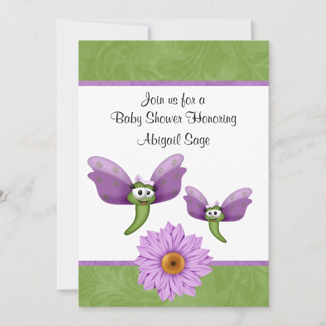 Invitation Belle libellule et Baby shower de fleurs Invitatio (Devant)