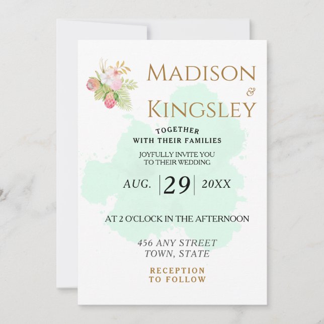 Invitation Belle Lime Green 💚 Élégant Mariage Boho (Devant)