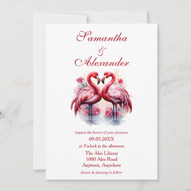 Invitation Belle Mariage de Flamants roses (Devant)