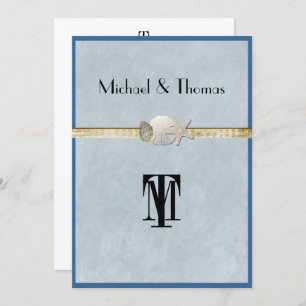 Invitation Belle, Mariage sur la plage, Poisson étoilé, Or