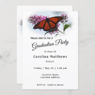 Invitation Belle Monarque Papillon Photo Graduation