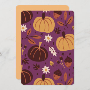 Invitation Belle Motif Citrouille violet et orange