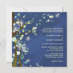 Invitation Belle nuit dans l'arbre bleu Mariage à thème