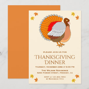 Invitation Belle Orange Turquie Thanksgiving Diner Party
