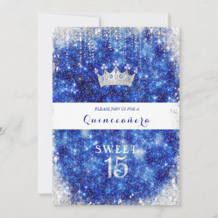 Invitation Belle Parties scintillant Bleue Éperche Quinceaner