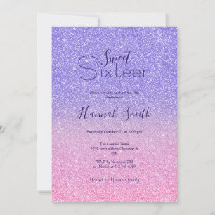 Invitation Belle Parties scintillant rose violet Ombre