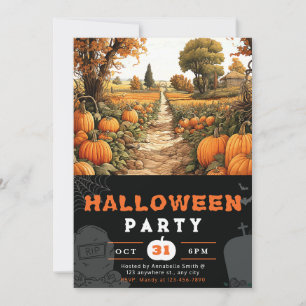 Invitation Belle Patch citrouille Automne Noir Halloween