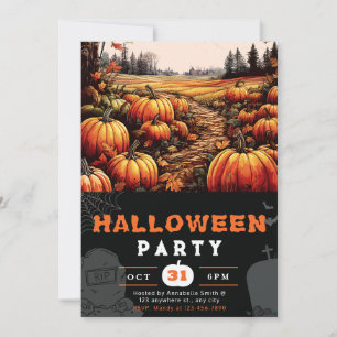 Invitation Belle Patch citrouille Automne Noir Halloween