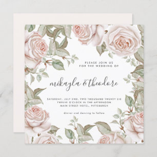 Invitation Belle Peach Blush Aquarelle Rose Mariage