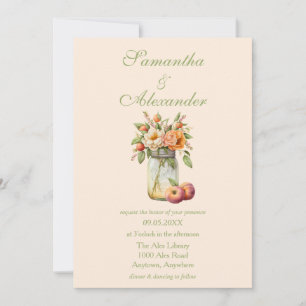 Invitation Belle Peach Theme Mason Jar Mariage