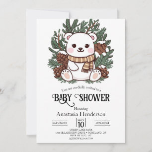 Invitation Belle Petite Ours Polaire Baby shower numérique