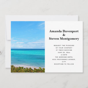 Invitation Belle photo de mariage de plage tropicale panorami