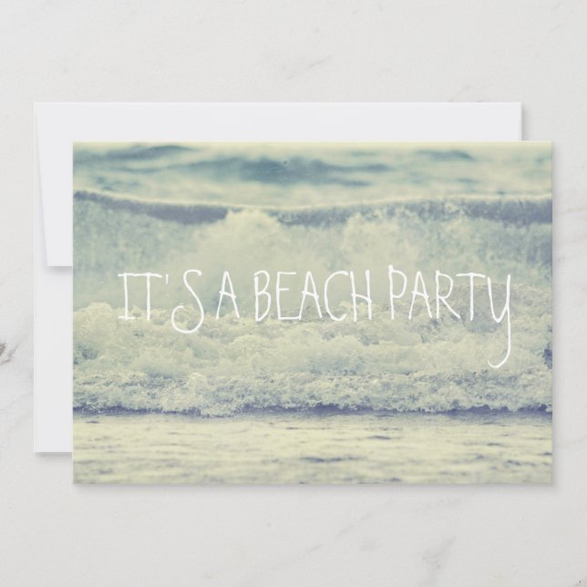 Invitation Belle plage Blue Rolling Waves (Devant)