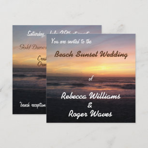 Invitation Belle plage Sunset Carré photo Mariage