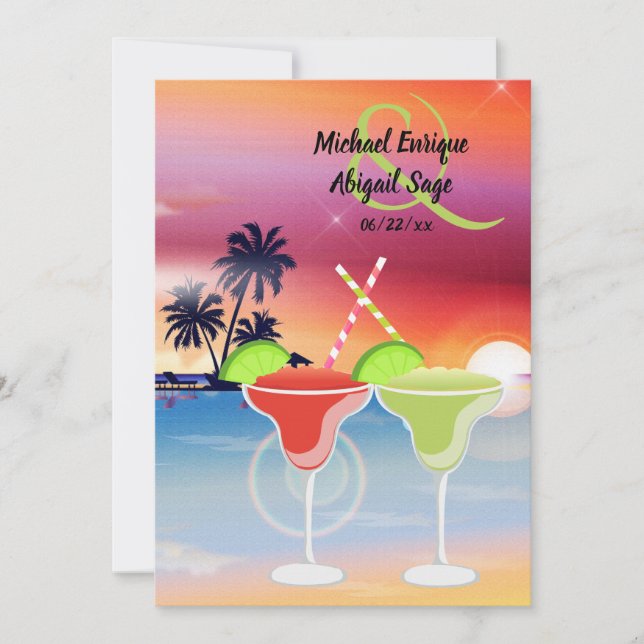 Invitation Belle plage Sunset Margarita Love Mariage (Devant)