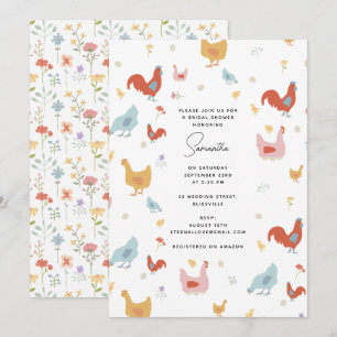Invitation Belle poules de poulet et Fête des mariées de pous