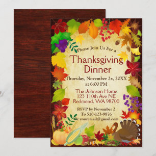 Invitation Belle récolte de Thanksgiving