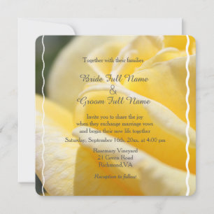 Invitation belle rose jaune photo mariage